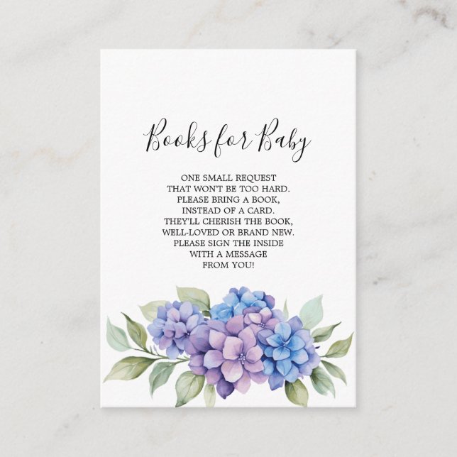 Blue Hydrangea Books for Baby Card (Front)