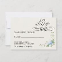 Blue Hydrangea Botanical Romance Response Card