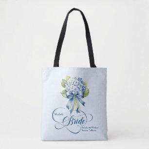 Blue Hydrangea Bouquet Bride's Bachelorette Tote Bag