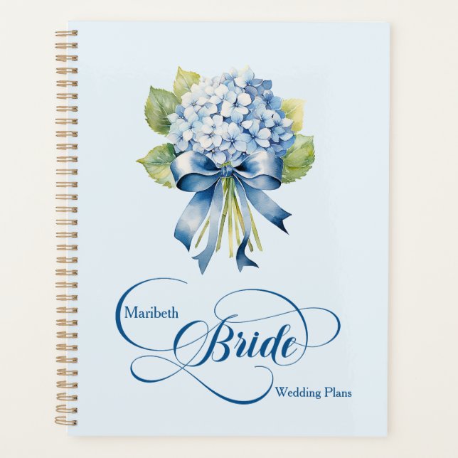 Blue Hydrangea Bouquet Bride's Wedding Planner (Front)