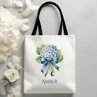 Blue Hydrangea Bouquet Bridesmaid Tote Bag