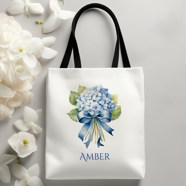 Blue Hydrangea Bouquet Bridesmaid Tote Bag (Blue Hydrangea Bridesmaid Tote)
