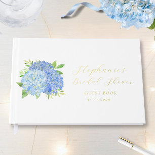 Blue Hydrangea Bouquet Floral Bridal Shower Guest Book