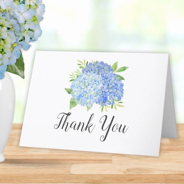 Blue Hydrangea Bouquet Floral Bridal Shower Thank You Card (Creator Uploaded)