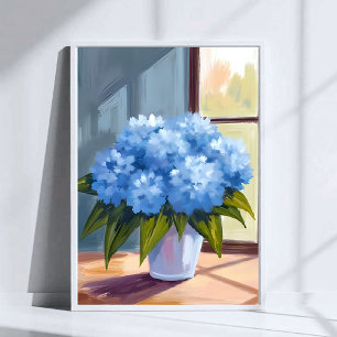Blue Hydrangea Bouquet Floral Painting Poster