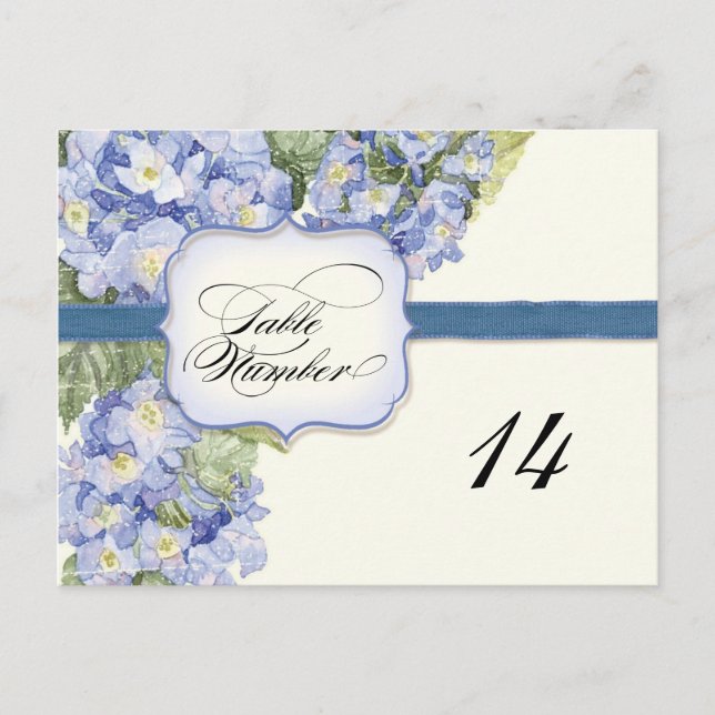 Blue Hydrangea Bracket Floral Formal Wedding Postcard (Front)