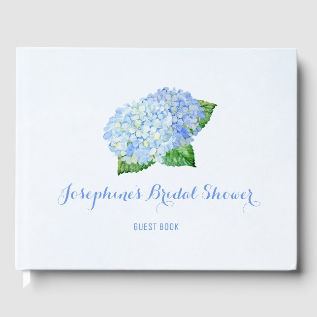 Blue Hydrangea Bridal Shower Guest Book (Front)