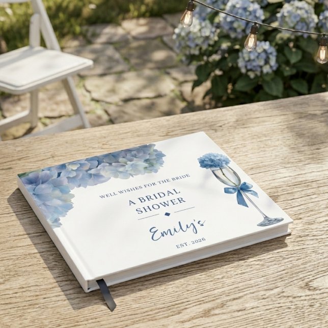Blue Hydrangea Bridal Shower Guest Book Keepsake (Creator Uploaded)