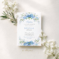 Blue Hydrangea bridal shower invitation