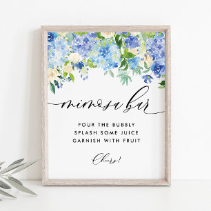 Blue Hydrangea Bridal Shower Mimosa Bar Poster