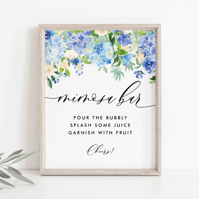 Blue Hydrangea Bridal Shower Mimosa Bar Poster (Creator Uploaded)