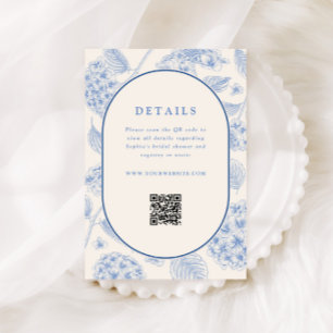 Blue Hydrangea Bridal Shower QR Code  Enclosure Card
