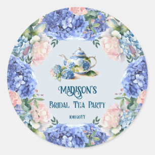 Blue Hydrangea Bridal Tea Party  Classic Round Sticker