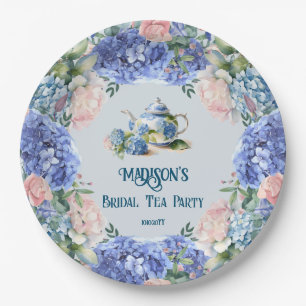 Blue Hydrangea Bridal Tea Party  Paper Plate