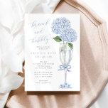 Blue Hydrangea Brunch and Bubbly Silver Champagne Invitation<br><div class="desc">This beautiful design features blue hydrangea blooms and your custom text.  Use the template form to add your information.</div>