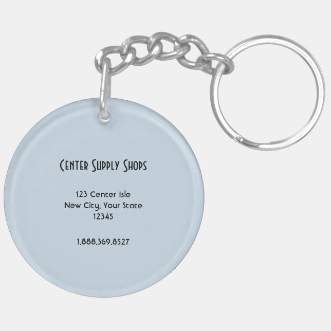 Blue Hydrangea Business ID Key Ring (Back Left)
