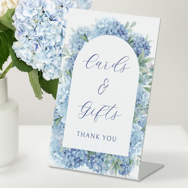Blue Hydrangea Cards & Gifts Pedestal Sign (Creator Uploaded)
