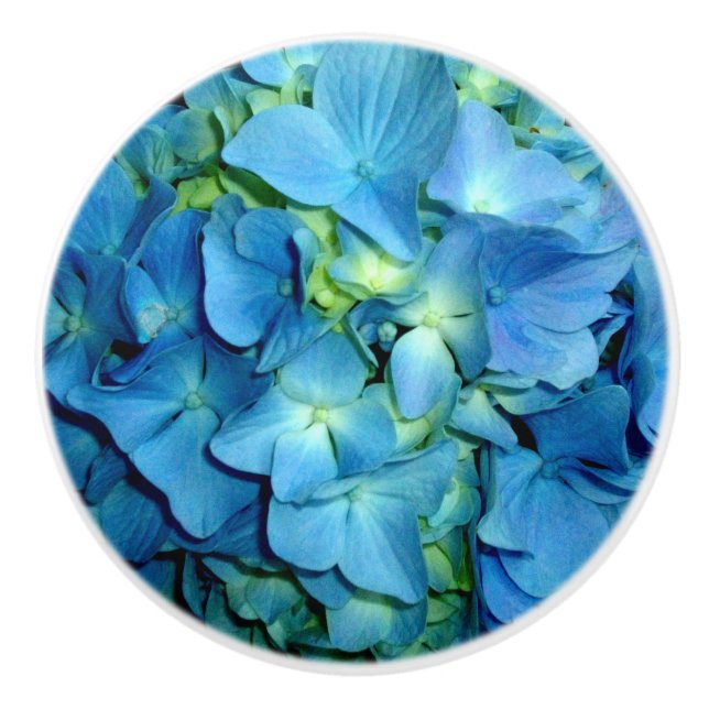 Blue Hydrangea Ceramic Knob (Front)