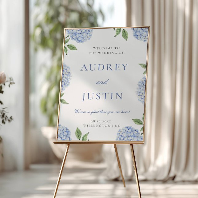 Blue Hydrangea Classic Border, XL Wedding Welcome Poster (Creator Uploaded)