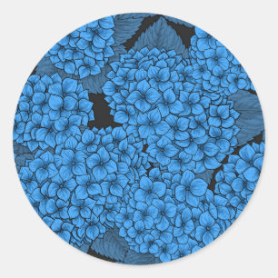 Blue hydrangea classic round sticker
