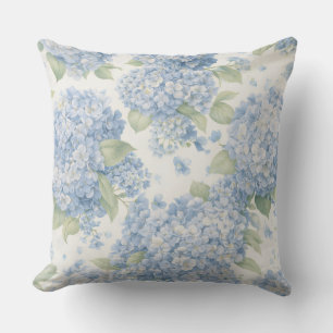Blue Hydrangea Coastal Throw Pillow   Elegance