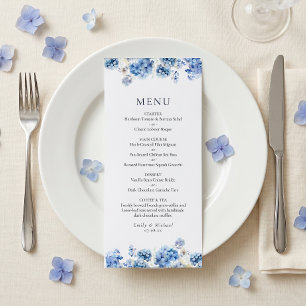 Blue Hydrangea Coastal Wedding Flat Menu