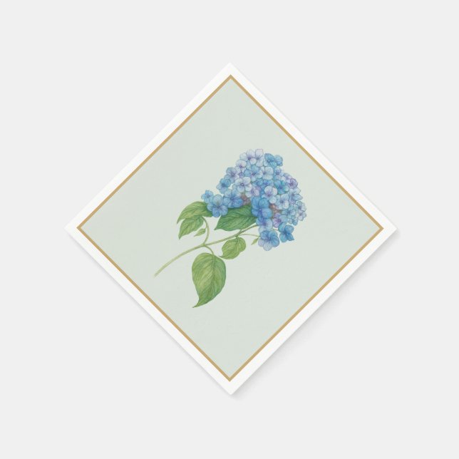 Blue Hydrangea Cocktail Napkins — Coastal Decor (Corner)