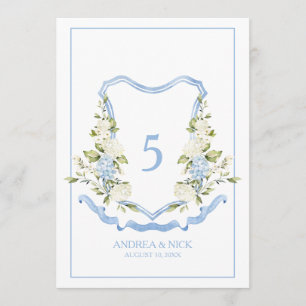 Blue Hydrangea Crest Monogram Card