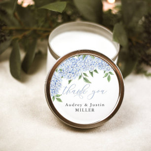 Blue Hydrangea Customised Wedding Favour Classic Round Sticker