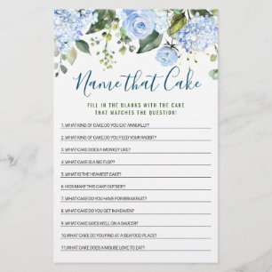 Blue Hydrangea Double-Sided Bridal Shower Game