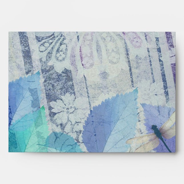 BLUE HYDRANGEA & DRAGONFLY Bat Mitzvah Envelope (Front)