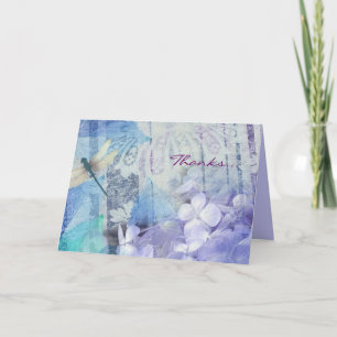 BLUE HYDRANGEA & DRAGONFLY Thank You Greeting Card