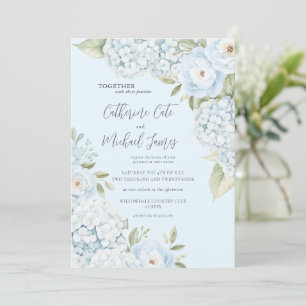 Blue Hydrangea Elegant Floral Budget Wedding  Invitation