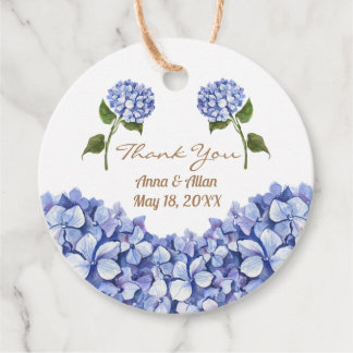 Blue Hydrangea Elegant Wedding Floral Favour Tag