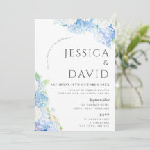 Blue Hydrangea Elegant Wedding Invitation