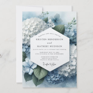 Blue Hydrangea Ethereal Wedding Invitation