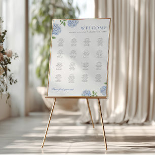 Blue Hydrangea Extra Large Seating Chart Poster