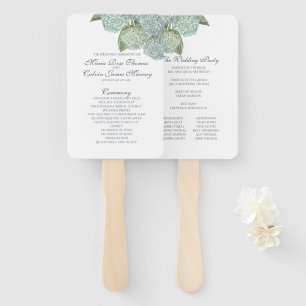 Blue Hydrangea Fan Wedding Program