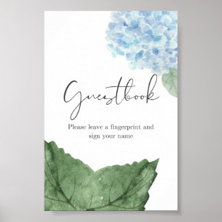 Blue Hydrangea Fingerprint Guest Book Sign