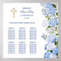 Blue Hydrangea First Communion Seating Chart