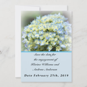 Blue Hydrangea Flat Save The Date Card