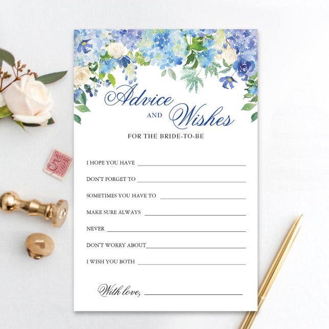 Blue Hydrangea Floral Advice and Wishes card (Creator Uploaded)