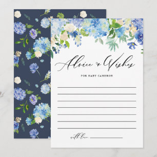 Blue Hydrangea Floral Advice and Wishes for Baby Card
