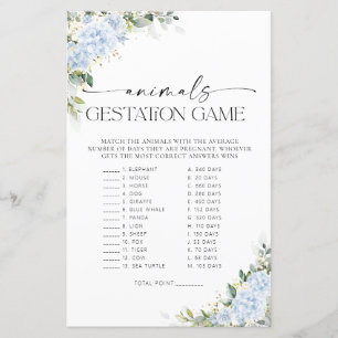Blue Hydrangea Floral Animals Gestation Game