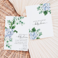 Blue Hydrangea Floral Baby Shower Invitation
