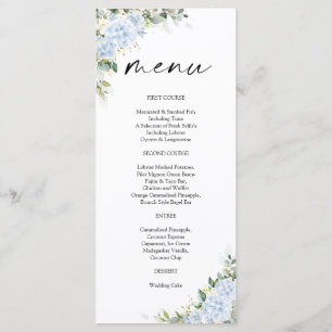 Blue Hydrangea Floral Baby Shower Menu