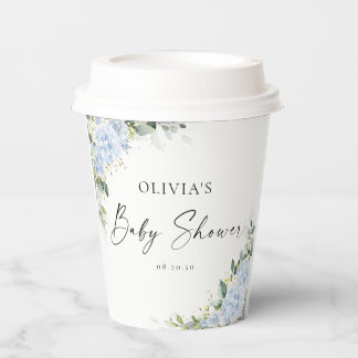 Blue Hydrangea Floral Baby Shower Paper Cup