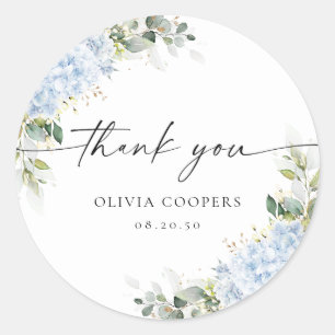 Blue Hydrangea Floral Baby Shower Sticker