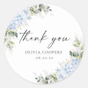 Blue Hydrangea Floral Baby Shower Sticker