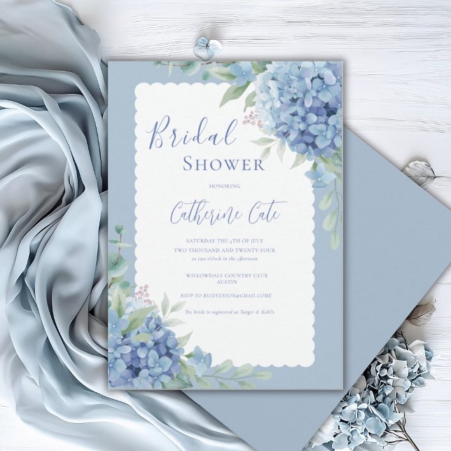 Blue Hydrangea Floral Bridal Elegant Shower Invitation (Creator Uploaded)